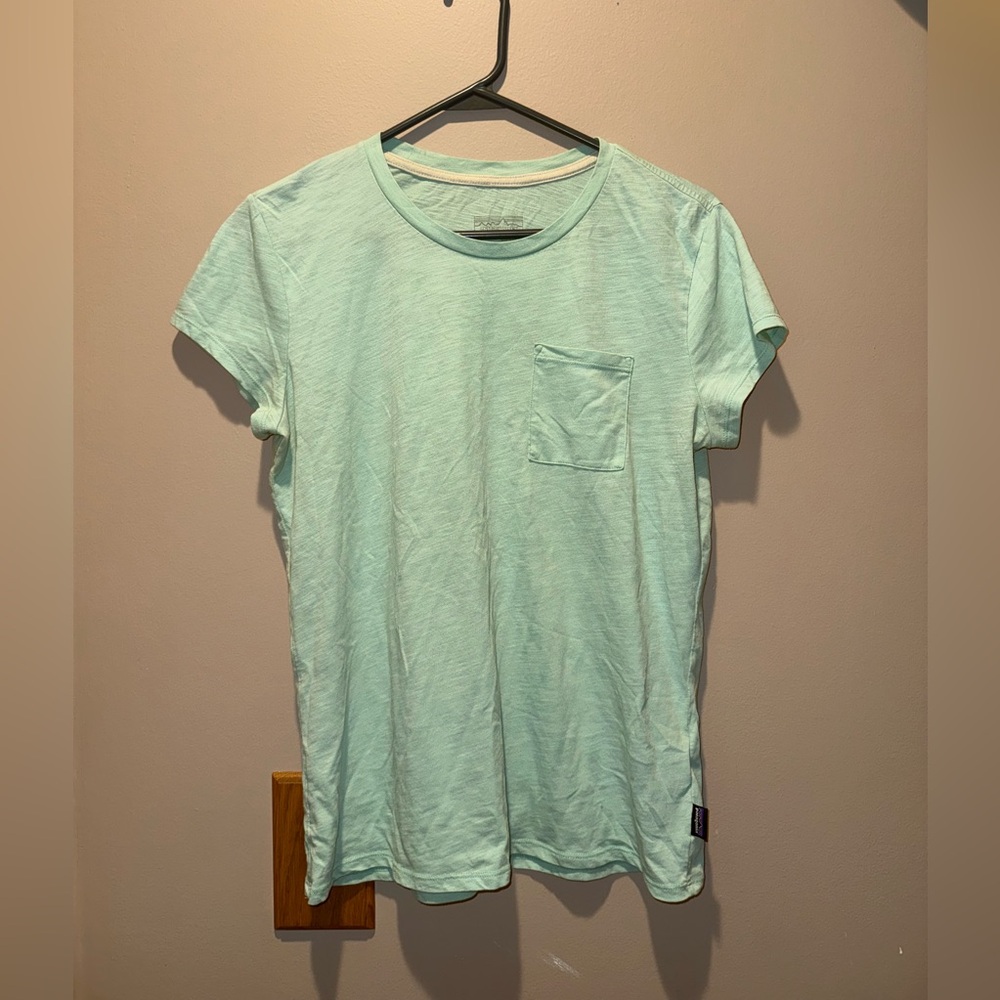 Teal Patagonia pocket tshirt